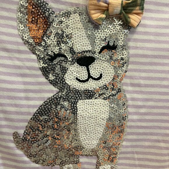 NWT B TWEEN 2pk Little Girls Fashion Tops Stripe design, Sequin Dog Accents - Picture 3 of 10